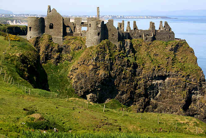 Dunluce Castle in Portrush can be found along the Northern Irelands Antrim Coast