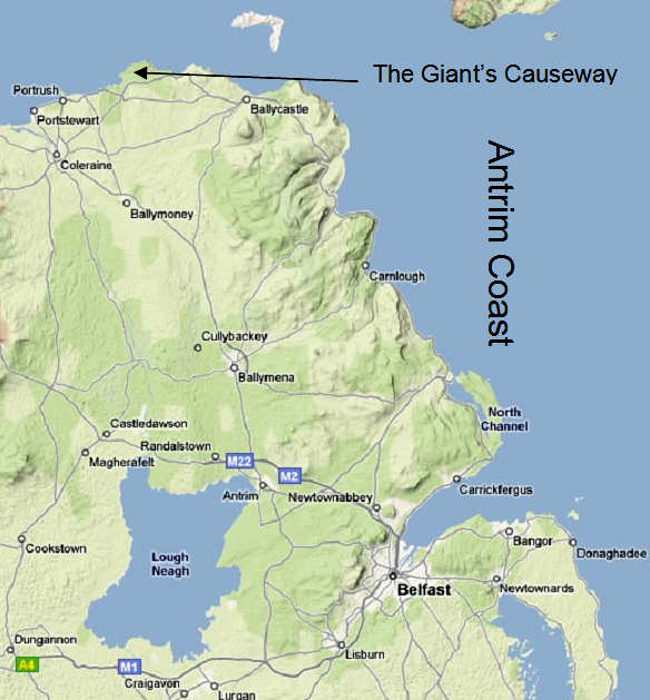 Map of the  Antrim Coast, A2
