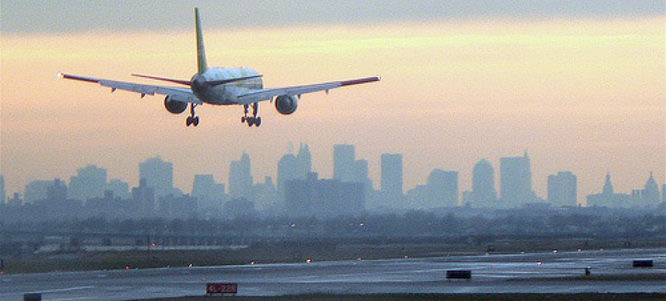 Passenger jet landing