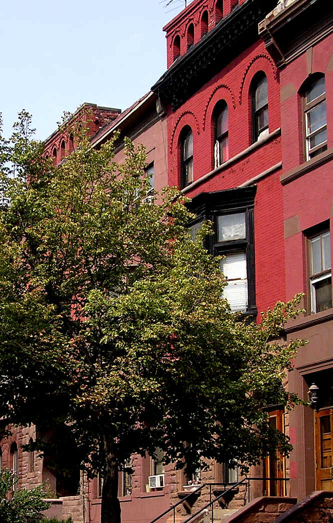 New York harlem red brick houses