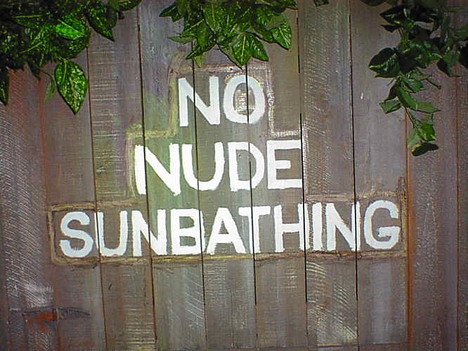 No Nude Sunbathing sign