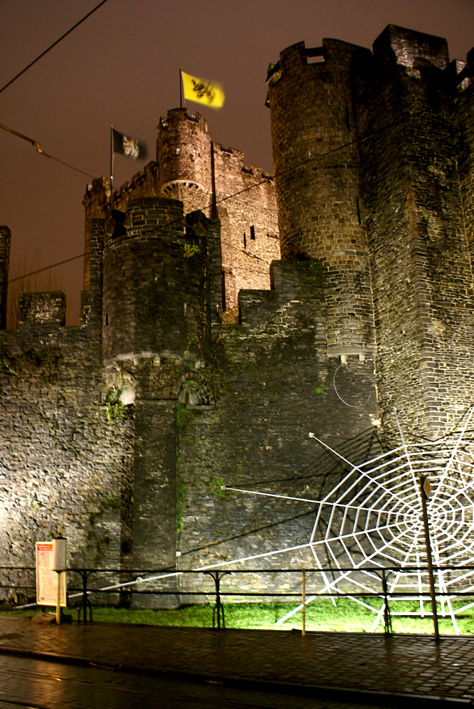 Ghent Castle of the Counts at night