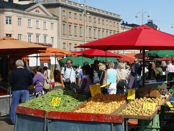 Stalls at Kauppatori Harbour market