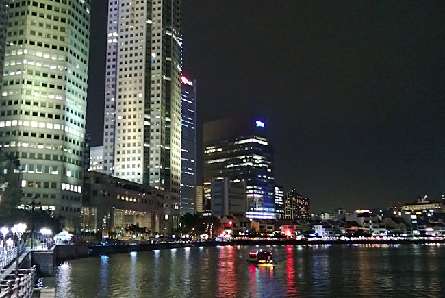 Boat Quay office skyscrapers at night