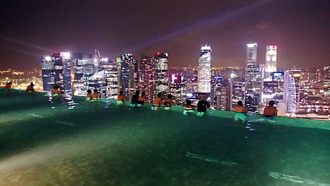 marina bay sands pool night