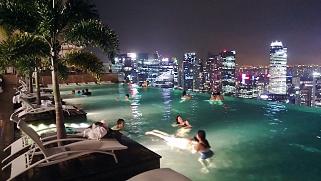 marina bay sands pool night