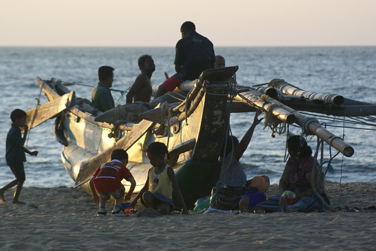 Negombo beach fishing boats