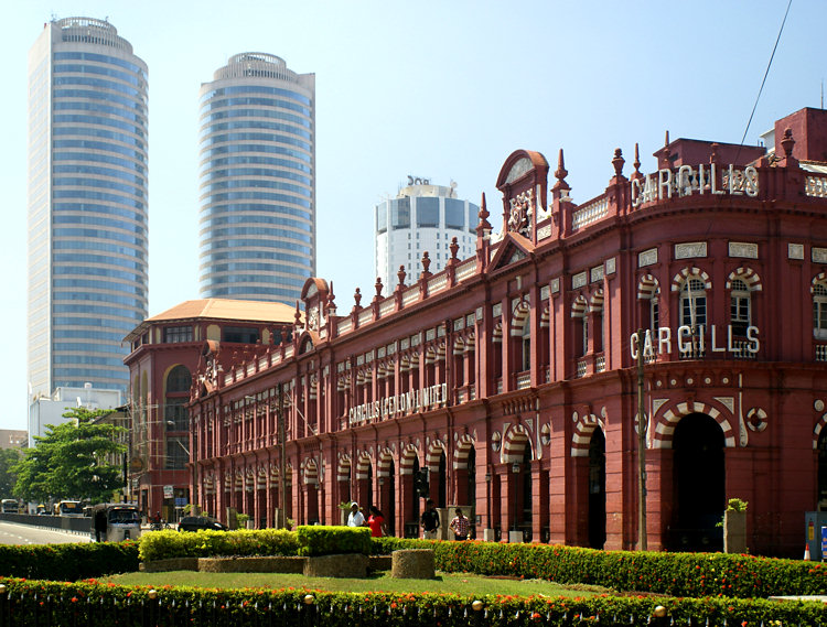 Cargills Department Store in front of Sri Lanka's World Trade Towers